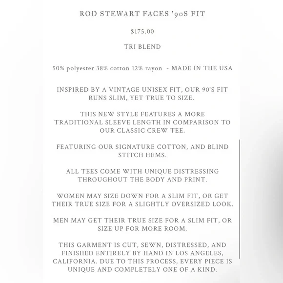 MADEWORN ROD STEWART FACES '9OS FIT - Picture 5 of 5